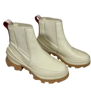 Sorel Brex Off-White Leather Chelsea Ankle Boot Pull-On Waterproof Women's 7.5